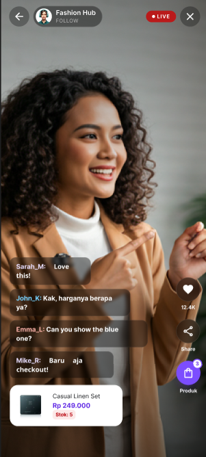 Tampilan Live Stream