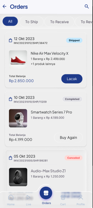 Tampilan Orders